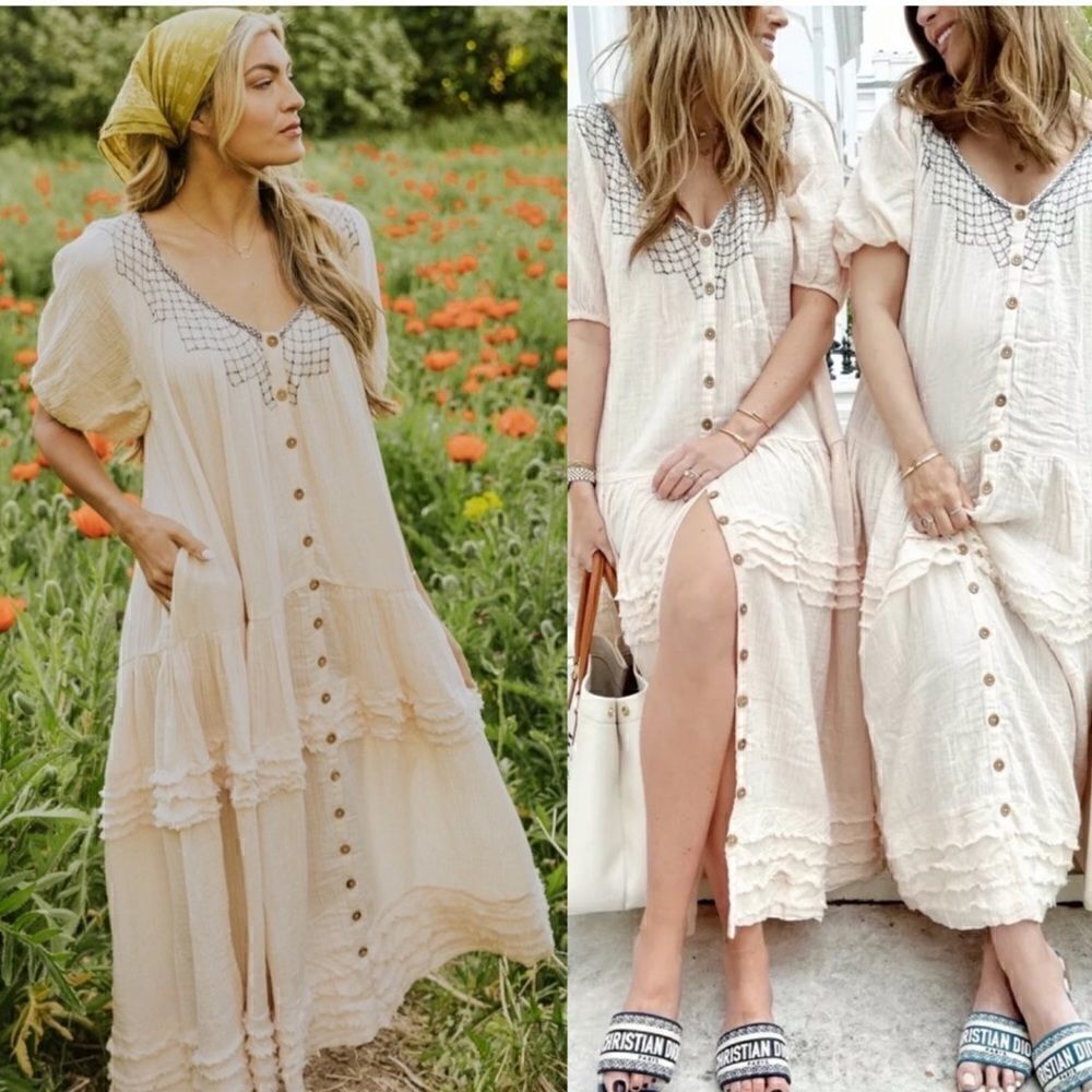 NEW FREE PEOPLE SUNDAY STROLL MAXI DRESS - Picture 6 of 6
